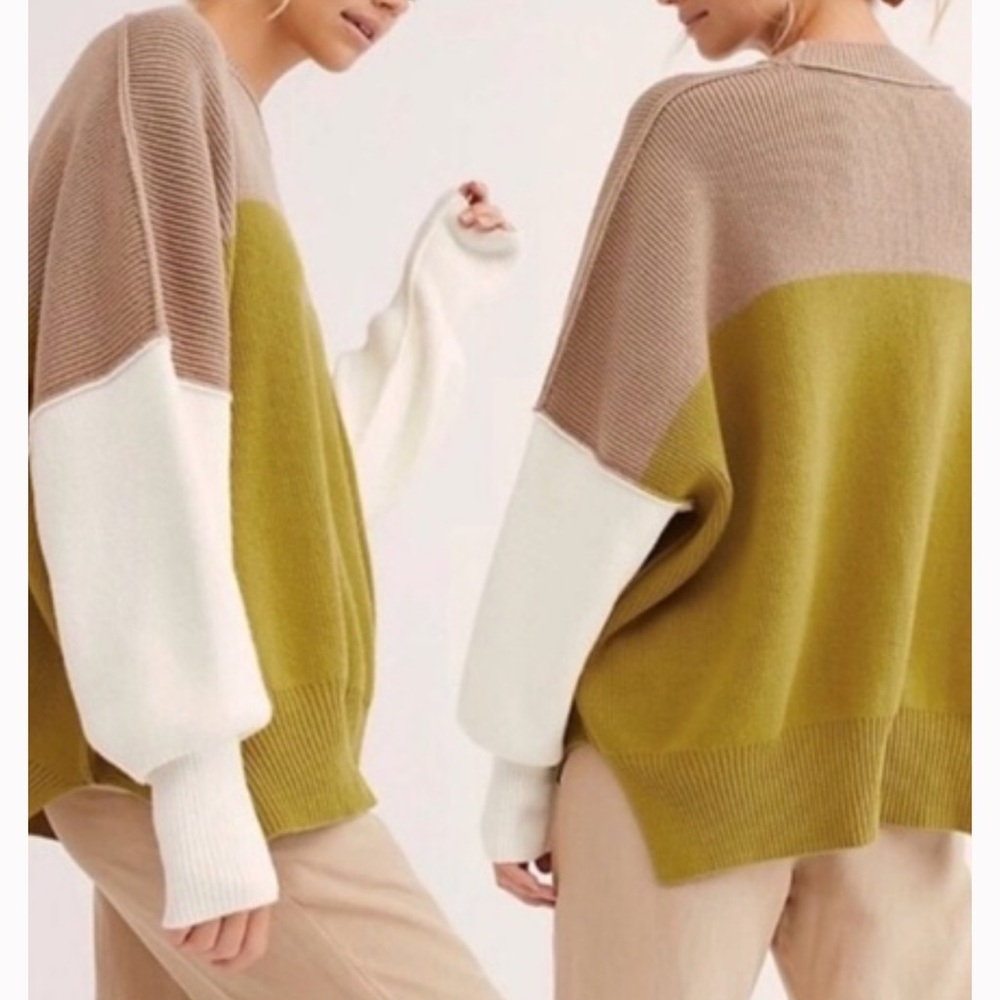 Free people easy street Colorblock Sweater pullover size small